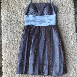 Glitter Blue with Brown Mesh Dress